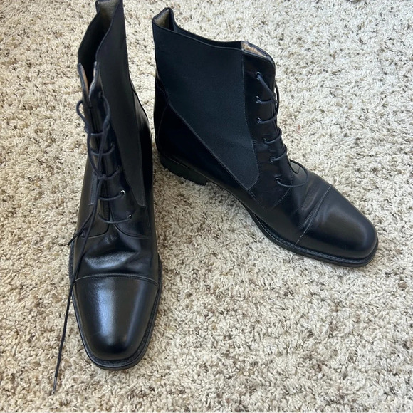 Octavio Lace up Moto Black Genuine Leather Boots Size 38/ 7.5 - Picture 2 of 7